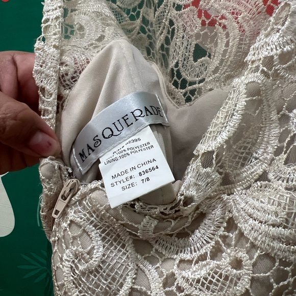 Masquerade Cream and Pink Kids Formal Dress - Picture 4 of 4